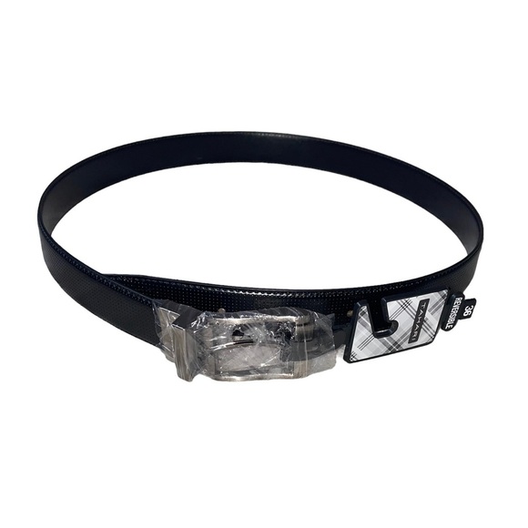 Tahari brand double sided reversible black leather belt SZ 36 NEW - Picture 1 of 9